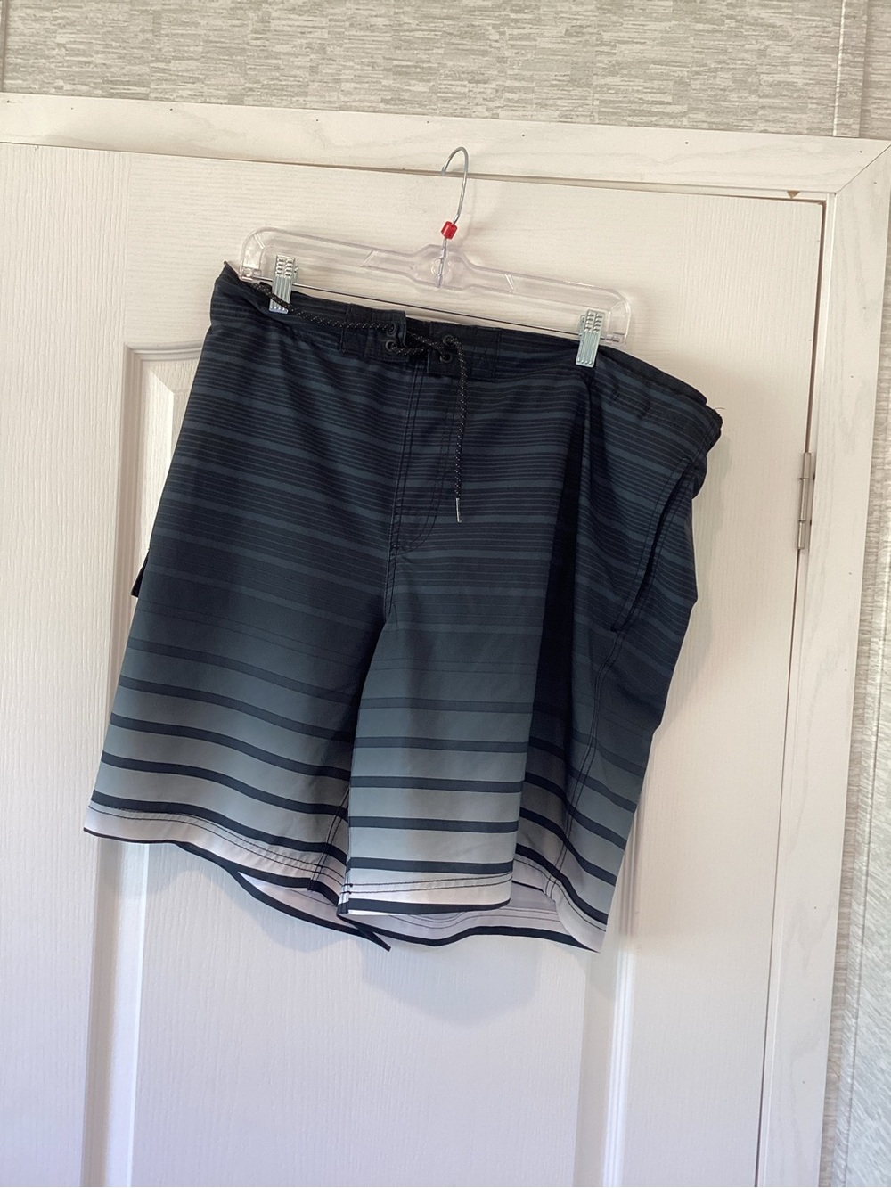 George Men's Black and Gray Striped Swim Trunks XL EUC